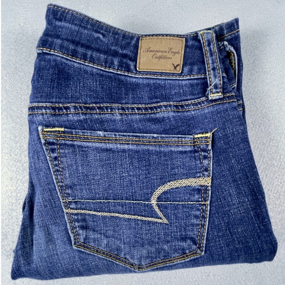American Eagle Jeans Womens 2 Skinny Kick Super Stretch Low Rise Flare Denim - Picture 10 of 10